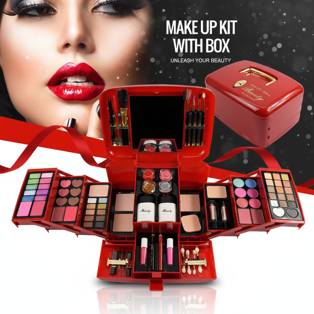 KAMES Professional All-in-One Makeup Kit Box with Mirror | Complete Makeup Set for Bridal, Party & Daily Use