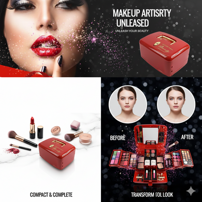 KAMES Professional All-in-One Makeup Kit Box with Mirror | Complete Makeup Set for Bridal, Party & Daily Use